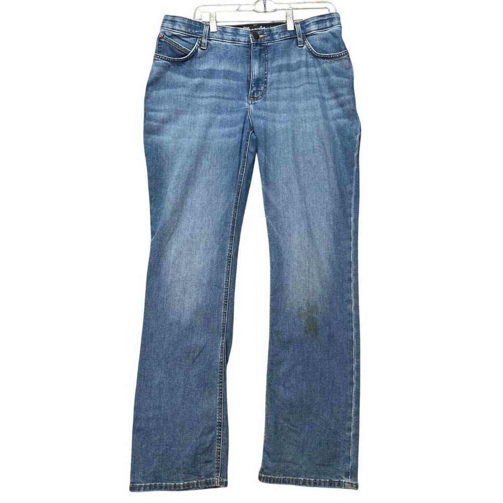 Wrangler Ultimate Riding Jeans Willow Mens 32x34 Medium Wash Bootcut Denim STAIN